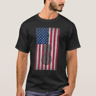 Camiseta Bandeira Americana Cello Player Patriótico 4 de ju