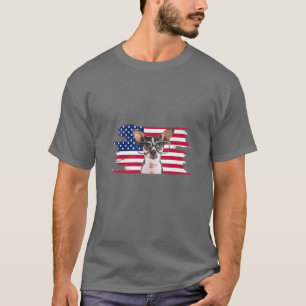Camiseta Bandeira Americana Chihuahua W Óculos