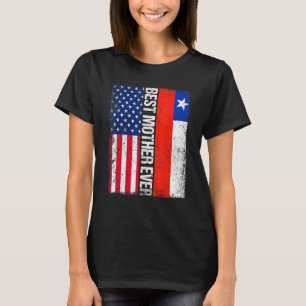 Camiseta Bandeira Americana Chile Melhor Mãe Família do Nun