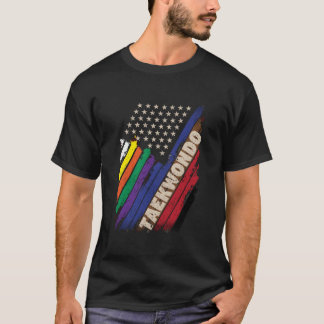 Camiseta Bandeira Americana Cinto Branco Preto Cores Taekwo