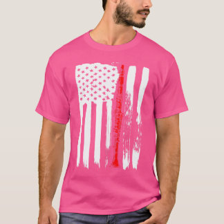 Camiseta Bandeira Americana Clarinet Tshirt Flute Musical I
