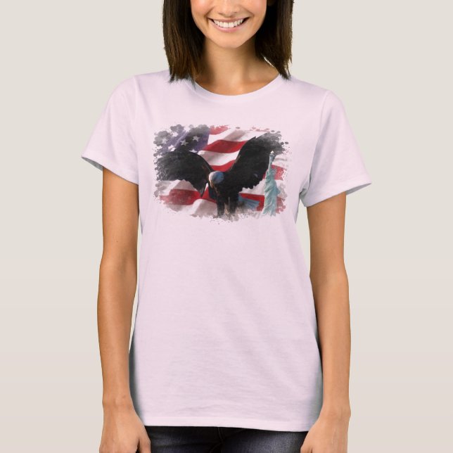 Camiseta Bandeira americana com americano Eagle & senhora (Frente)