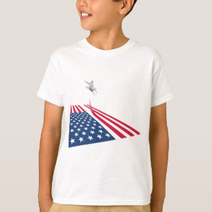Camiseta Bandeira americana com descolagem do avião de