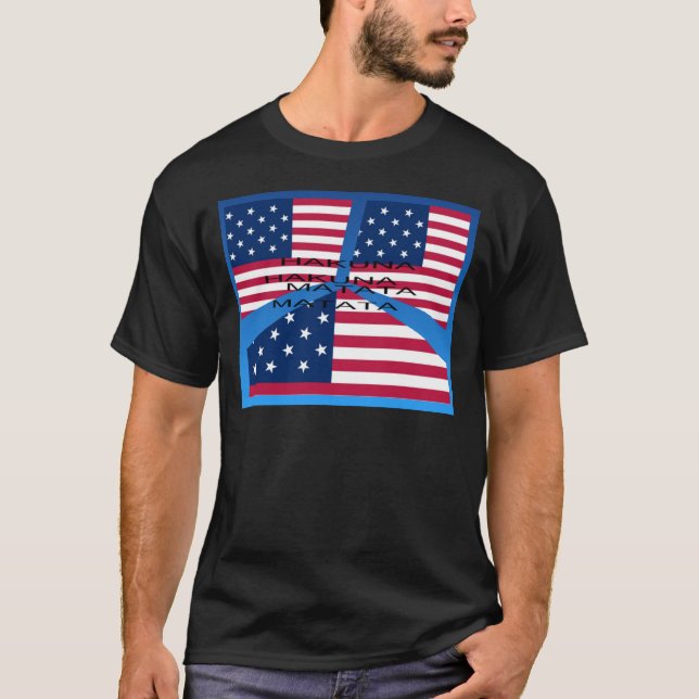 Camiseta Bandeira Americana com Hakuna Matata: Design Patri (Frente)