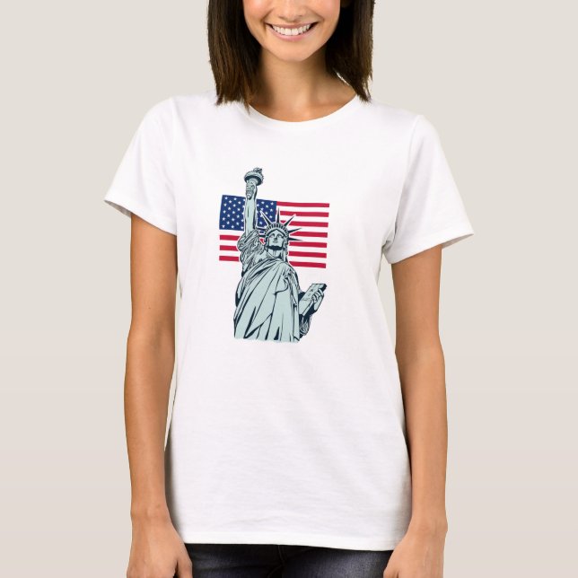 Camiseta Bandeira Americana com Lady Liberty (Frente)