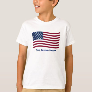 Camiseta Bandeira Americana com seu Slogan Personalizado