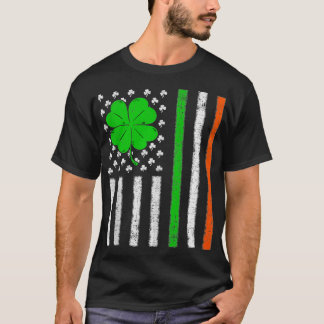 Camiseta Bandeira americana com Shamrocks para St Patricks