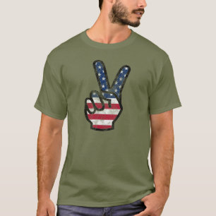Camiseta Bandeira americana com símbolo da paz desgastado