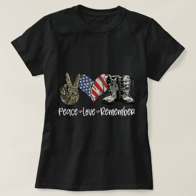Camiseta Bandeira Americana Combate Boots Peace Love Obriga (Frente do Design)