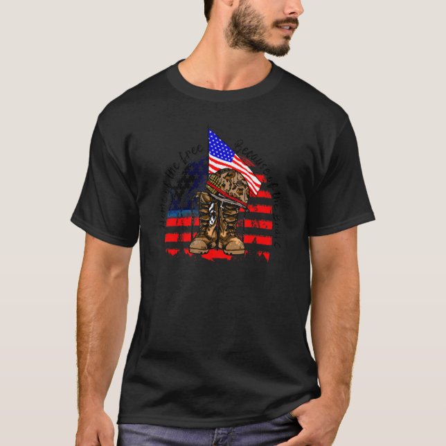 Camiseta Bandeira Americana Combate Veterano Boots Casa de  (Frente)