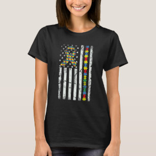 Camiseta Bandeira Americana Conscientização do Autismo Mês