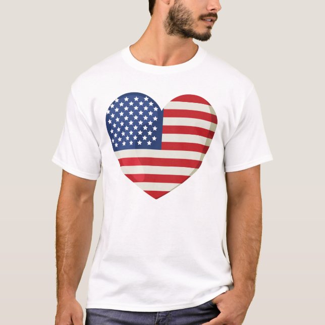 Camiseta Bandeira Americana Coração (Frente)