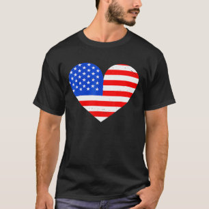Camiseta Bandeira Americana Coração 4 De Julho Amor Orgulho
