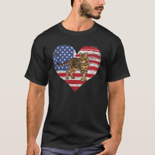 Camiseta Bandeira Americana Coração De Gato 4 De Julho Band