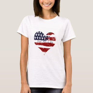 Camiseta bandeira americana coração grunge personalizado