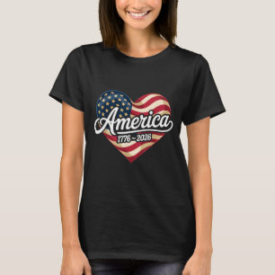 Camiseta Bandeira Americana Coração Patriótico 4 de Julho