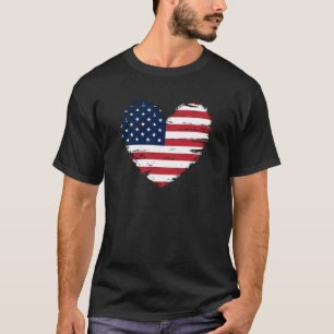 Camiseta Bandeira Americana Coração Patriótico Amor 4 de Ju