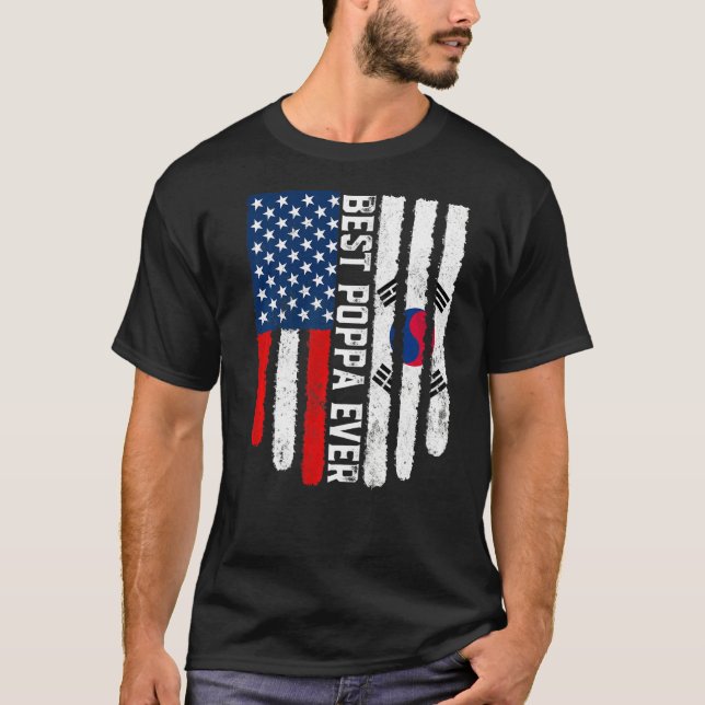 Camiseta Bandeira Americana Coreia do Sul Melhor Poppa Fam (Frente)
