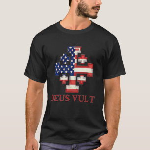 Camiseta Bandeira Americana Cruz de Cruzado Cavaleiro Templ
