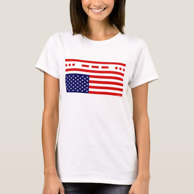 Camiseta Bandeira americana da aflição do SOS (Frente)