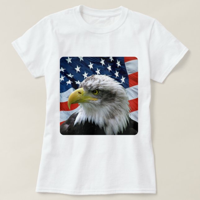 Camiseta Bandeira americana da águia americana (Frente do Design)