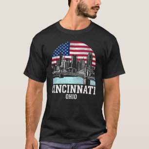 Camiseta Bandeira Americana da Cidade de Cincinnati Ohio