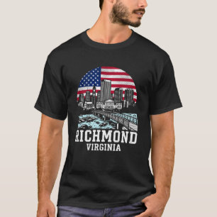Camiseta Bandeira Americana da Cidade de Richmond Virgínia