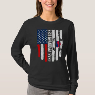 Camiseta Bandeira Americana da Coreia do Sul Melhor Avó Nun