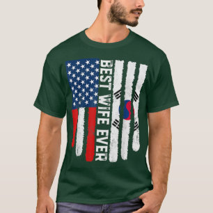 Camiseta Bandeira Americana da Coreia do Sul Melhor Esposa