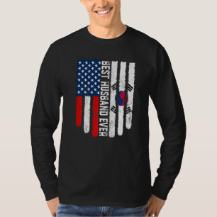 Camiseta Bandeira Americana da Coreia do Sul Melhor Marido