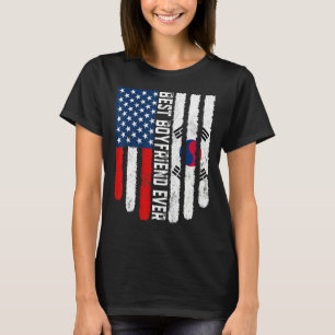 Camiseta Bandeira Americana da Coreia do Sul Melhor Namorad