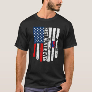 Camiseta Bandeira Americana da Coreia do Sul Melhor Tia Eve
