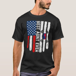 Camiseta Bandeira Americana da Coreia do Sul Melhor Tia Eve
