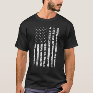 Camiseta Bandeira Americana da Liberdade e do Whiskey