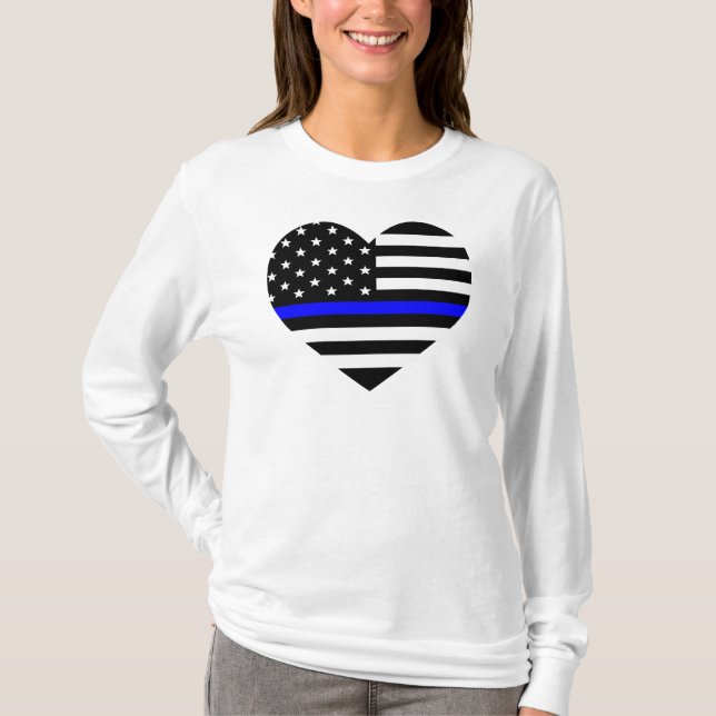 Camiseta Bandeira Americana da Linha Azul Thin - Camisa-T f (Frente)
