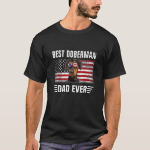 Camiseta Bandeira Americana da Moda Melhor Pai Doberman de 