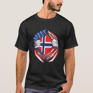 Camiseta Bandeira Americana da Noruega Orgulho do Meu Herit
