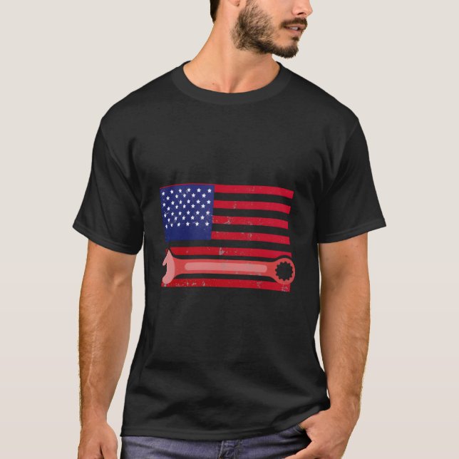Camiseta Bandeira Americana Da Onch Para Mecânica (Frente)