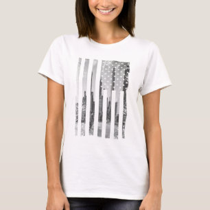 Camiseta Bandeira americana da paisagem urbana desgastada m