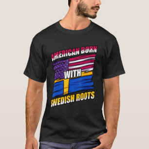 Camiseta Bandeira americana da Suécia Sueco EUA Raízes sue