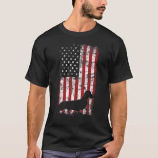 Camiseta Bandeira Americana Dachshund 4 De Julho Cão Patrió