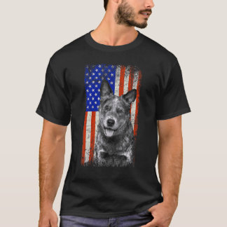 Camiseta Bandeira Americana Dad Mom Filhote Cachorro Boi Au