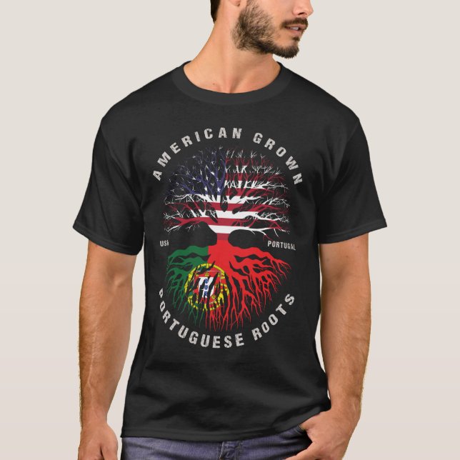 Camiseta Bandeira Americana das Raízes Portuguesas Cultivad (Frente)
