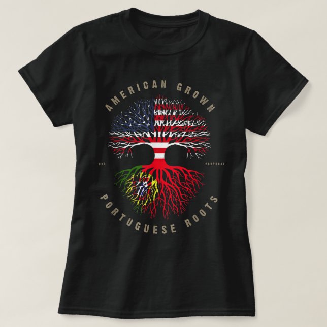 Camiseta Bandeira Americana das Raízes Portuguesas Cultivad (Frente do Design)