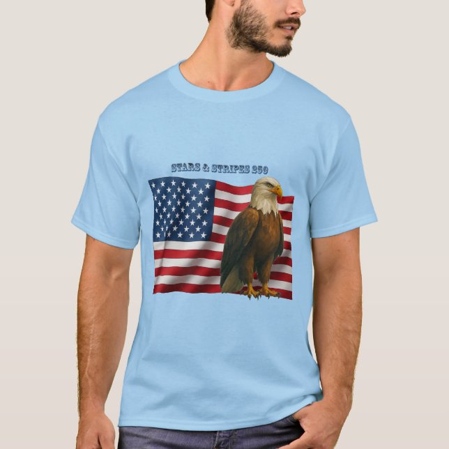 Camiseta Bandeira Americana de 250 Anos com uma Águia Ameri (Frente)