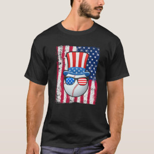 Camiseta Bandeira Americana de Baile Baile de Baseball em 4