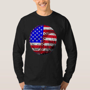 Camiseta Bandeira Americana de Beisebol de 4 de Julho Patri
