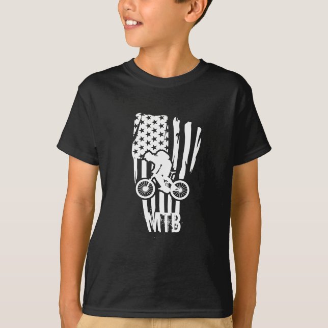 Camiseta Bandeira Americana De Bicicleta De Montanha Patrió (Frente)