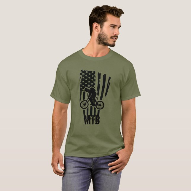 Camiseta Bandeira Americana De Bicicleta De Montanha Patrió (Frente Completa)