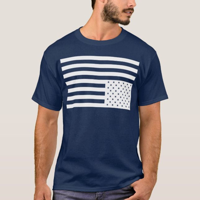 Camiseta Bandeira americana de cabeça para baixo no preto (Frente)